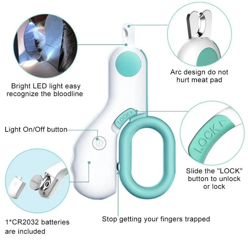 Cortador de unhas para cães e gatos com Luz de Led e Trava de Segurança Achurinho