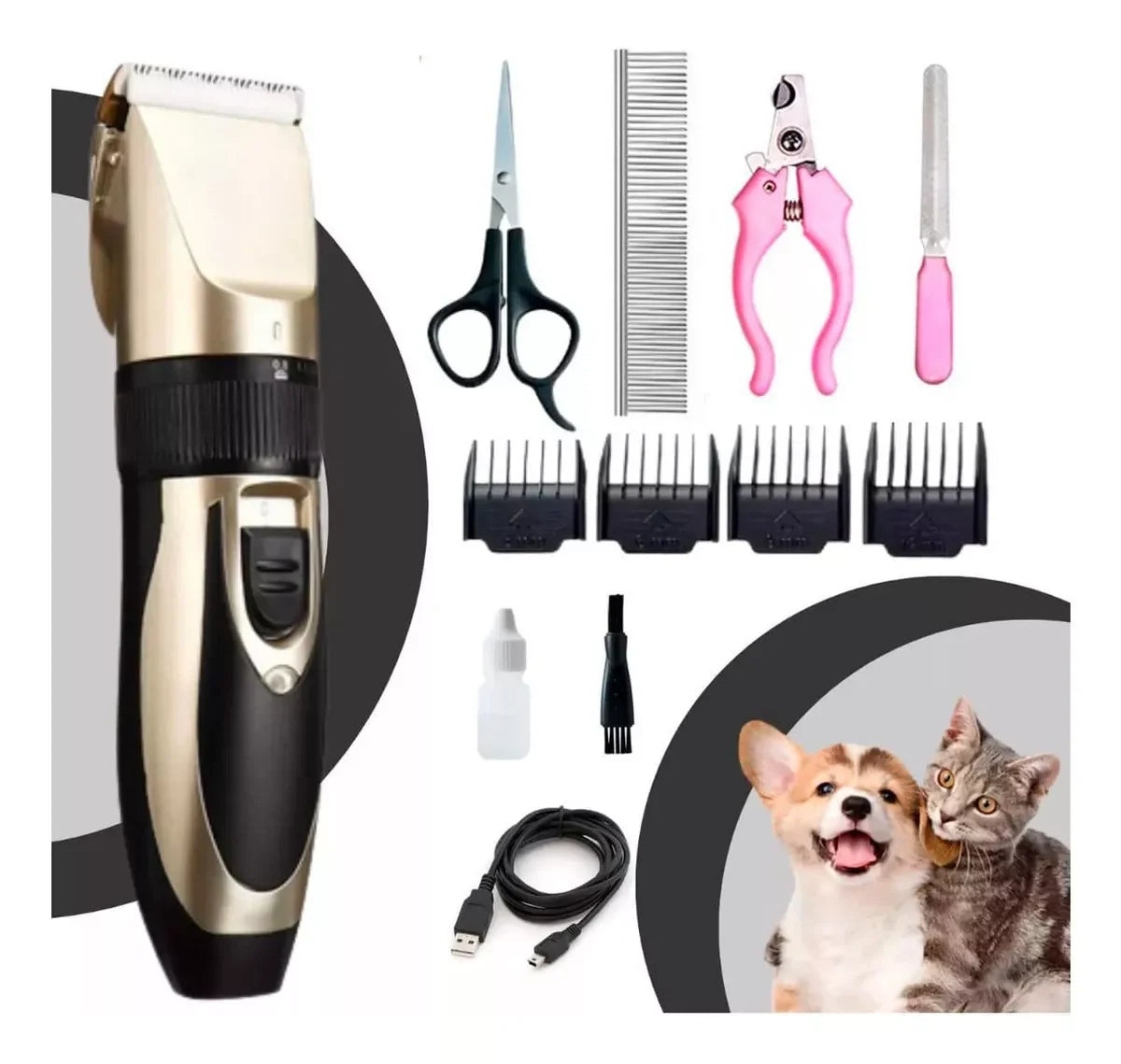 Kit Máquina de Tosar Pet - Tosador super silencioso com 5 funções ajustáveis