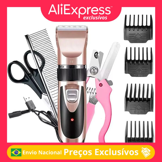 Kit Máquina de Tosar Pet - Tosador super silencioso com 5 funções ajustáveis
