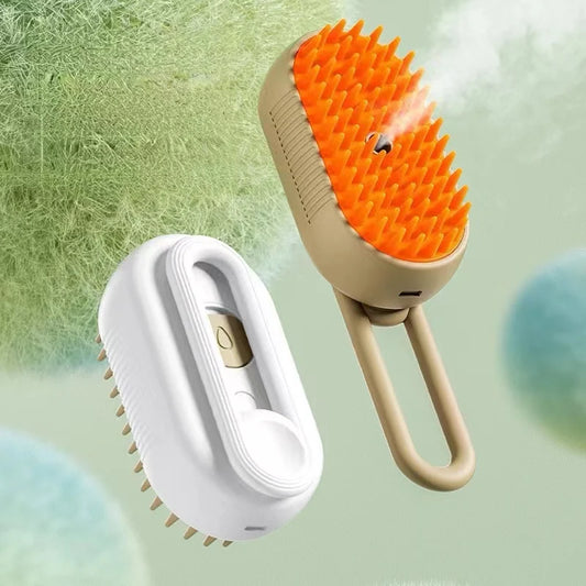 Escova de Vapor super Macia e Relaxante para Cachorros e Gatos - Limpe, Massageie e Remova pêlos