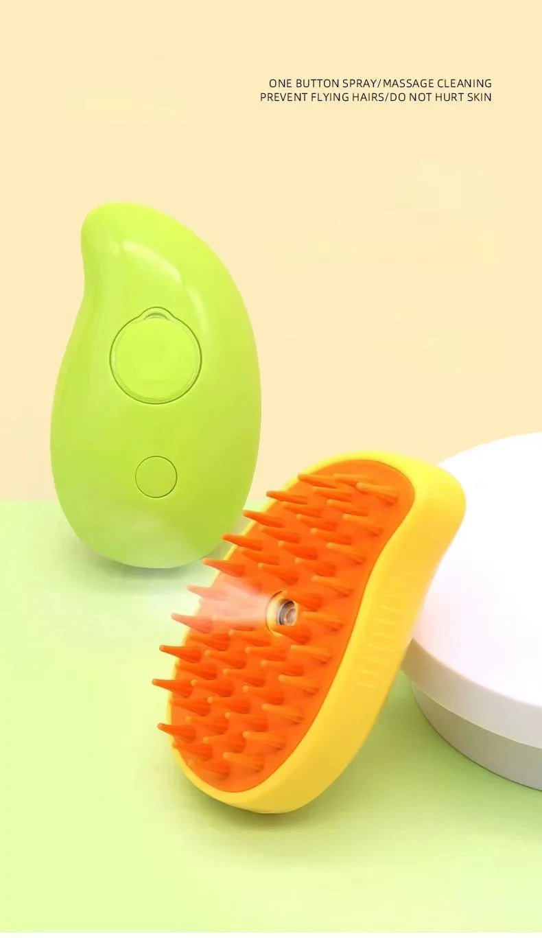Escova de Vapor super Macia e Relaxante para Cachorros e Gatos - Limpe, Massageie e Remova pêlos