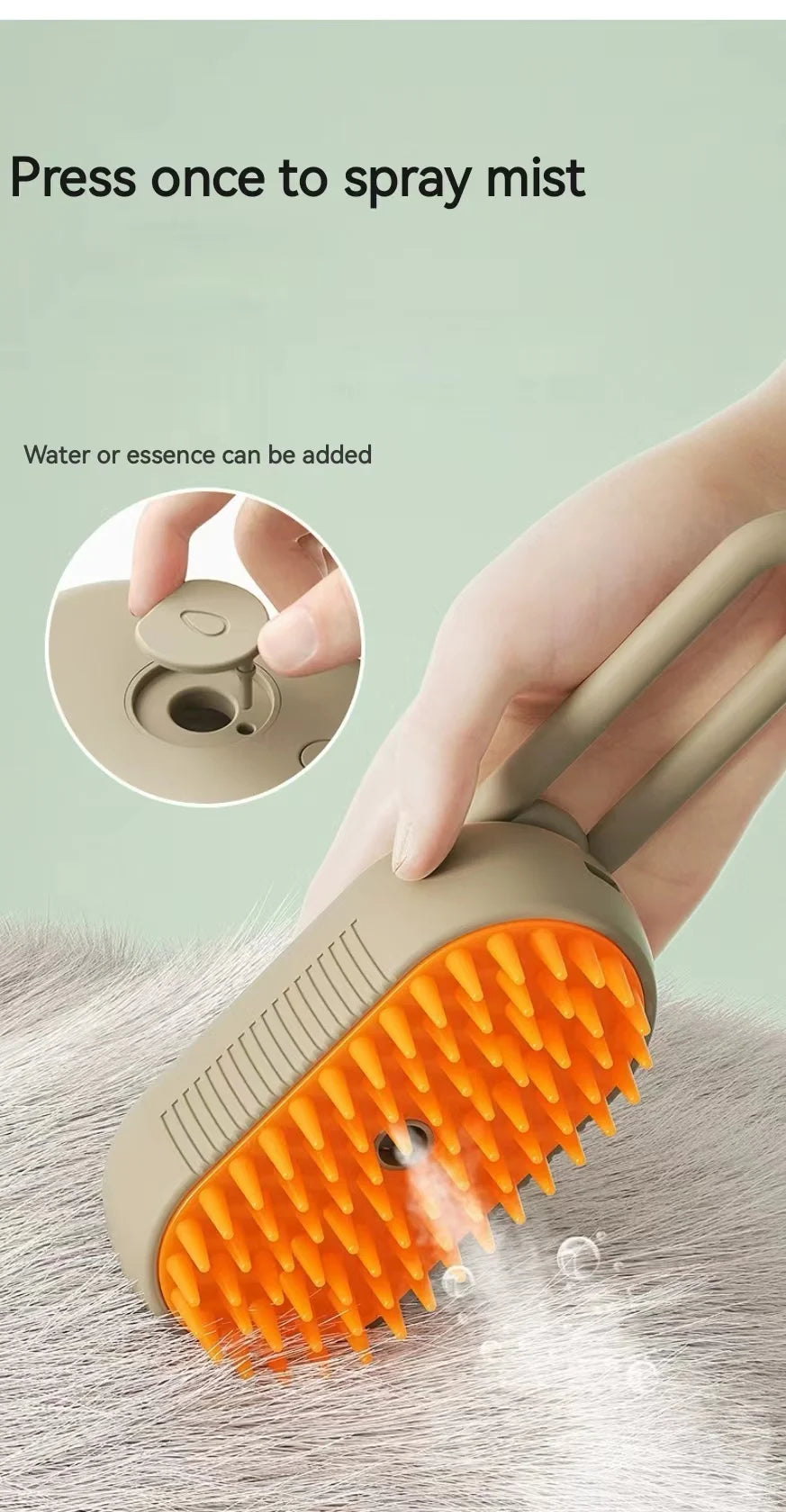 Escova de Vapor super Macia e Relaxante para Cachorros e Gatos - Limpe, Massageie e Remova pêlos