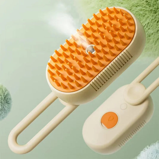Escova de Vapor super Macia e Relaxante para Cachorros e Gatos - Limpe, Massageie e Remova pêlos