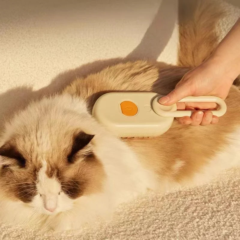 Escova de Vapor super Macia e Relaxante para Cachorros e Gatos - Limpe, Massageie e Remova pêlos